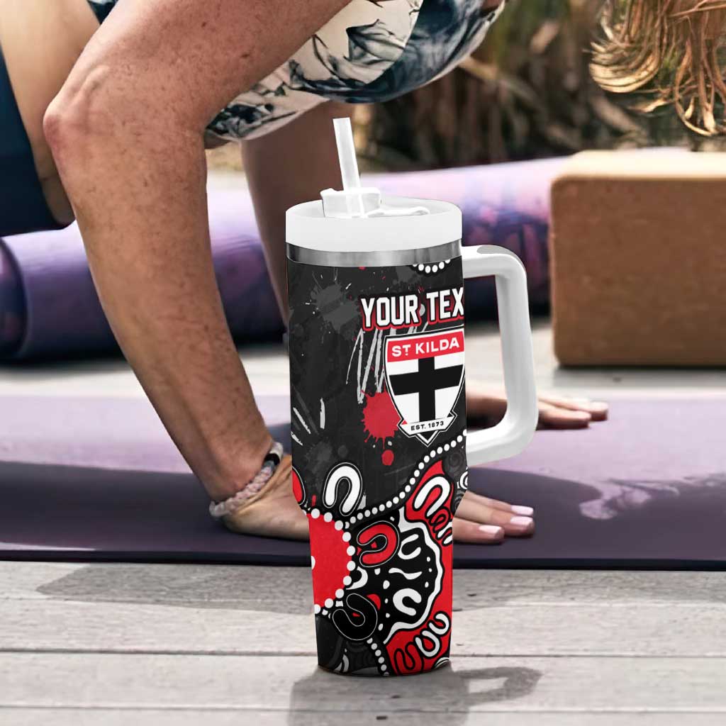 Personalized St Kilda Saints Tumbler With Handle Aboriginal Dot Painting Graffiti Style