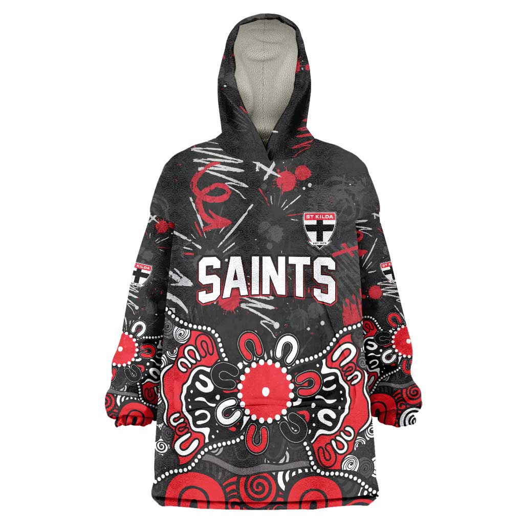 Personalized St Kilda Saints Wearable Blanket Hoodie Aboriginal Dot Painting Graffiti Style