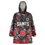Personalized St Kilda Saints Wearable Blanket Hoodie Aboriginal Dot Painting Graffiti Style