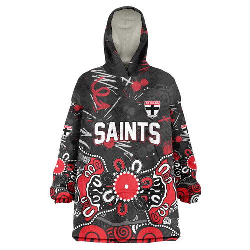 Personalized St Kilda Saints Wearable Blanket Hoodie Aboriginal Dot Painting Graffiti Style