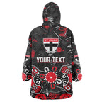 Personalized St Kilda Saints Wearable Blanket Hoodie Aboriginal Dot Painting Graffiti Style