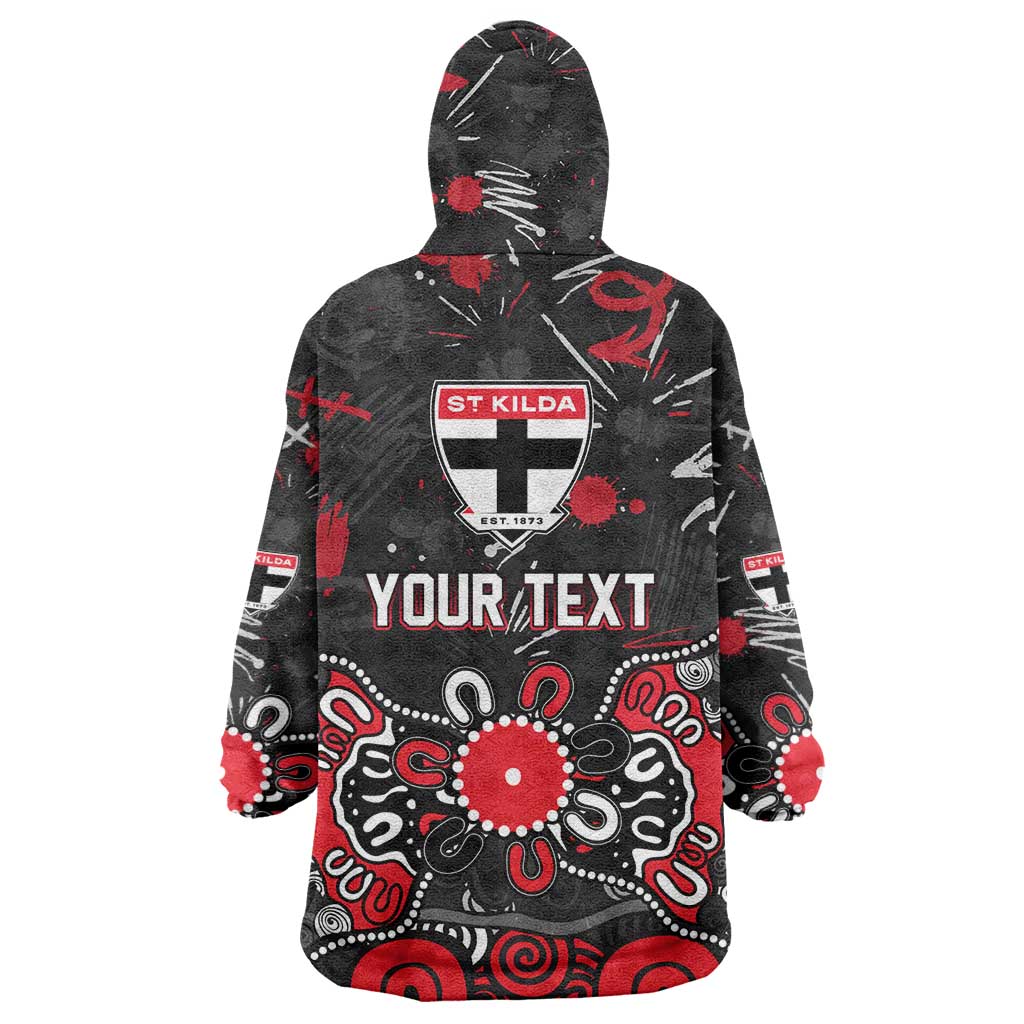 Personalized St Kilda Saints Wearable Blanket Hoodie Aboriginal Dot Painting Graffiti Style