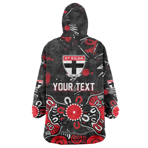 Personalized St Kilda Saints Wearable Blanket Hoodie Aboriginal Dot Painting Graffiti Style