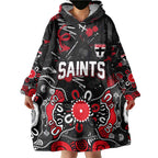 Personalized St Kilda Saints Wearable Blanket Hoodie Aboriginal Dot Painting Graffiti Style