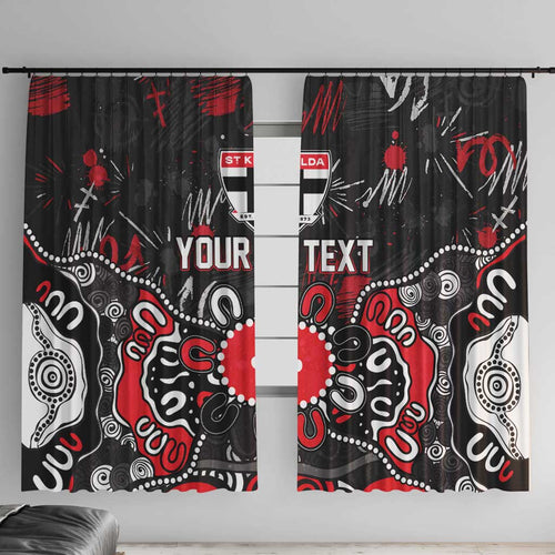 Personalized St Kilda Saints Window Curtain Aboriginal Dot Painting Graffiti Style