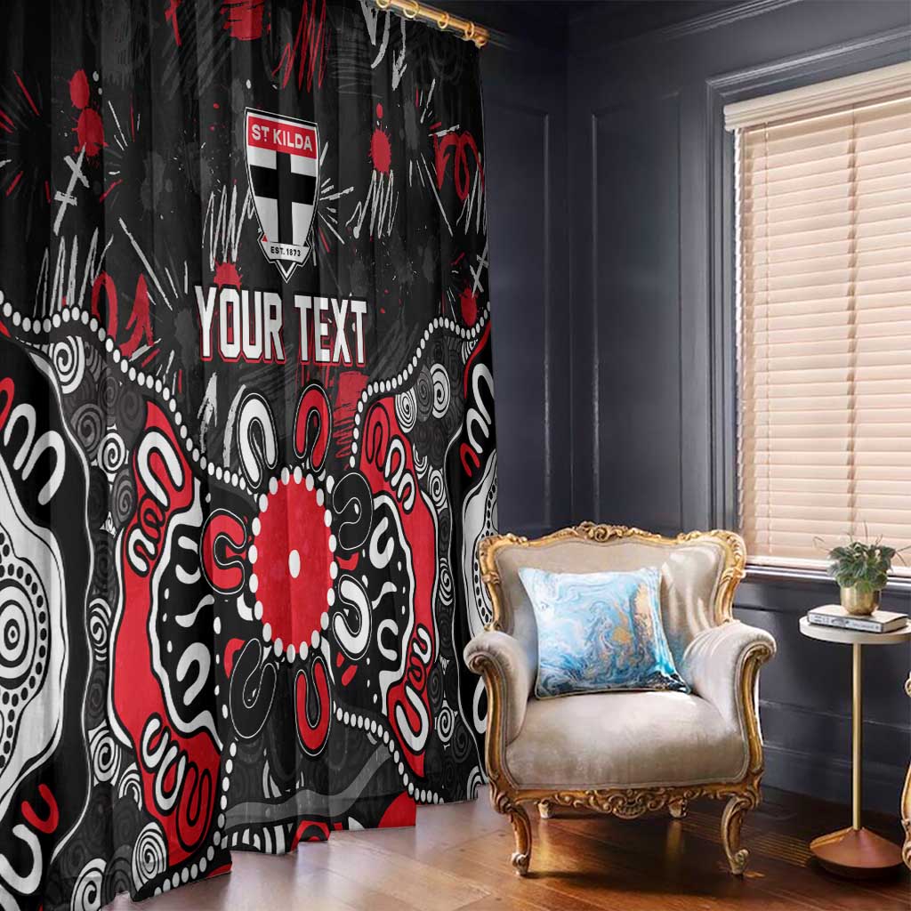 Personalized St Kilda Saints Window Curtain Aboriginal Dot Painting Graffiti Style