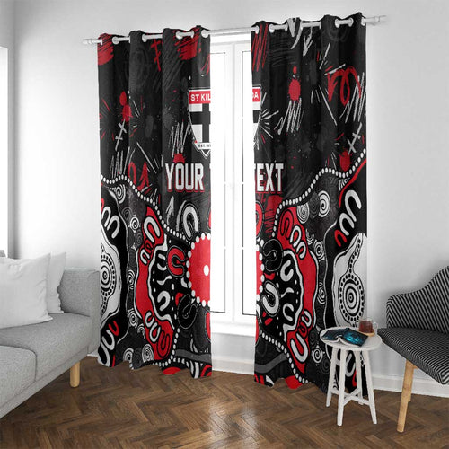Personalized St Kilda Saints Window Curtain Aboriginal Dot Painting Graffiti Style
