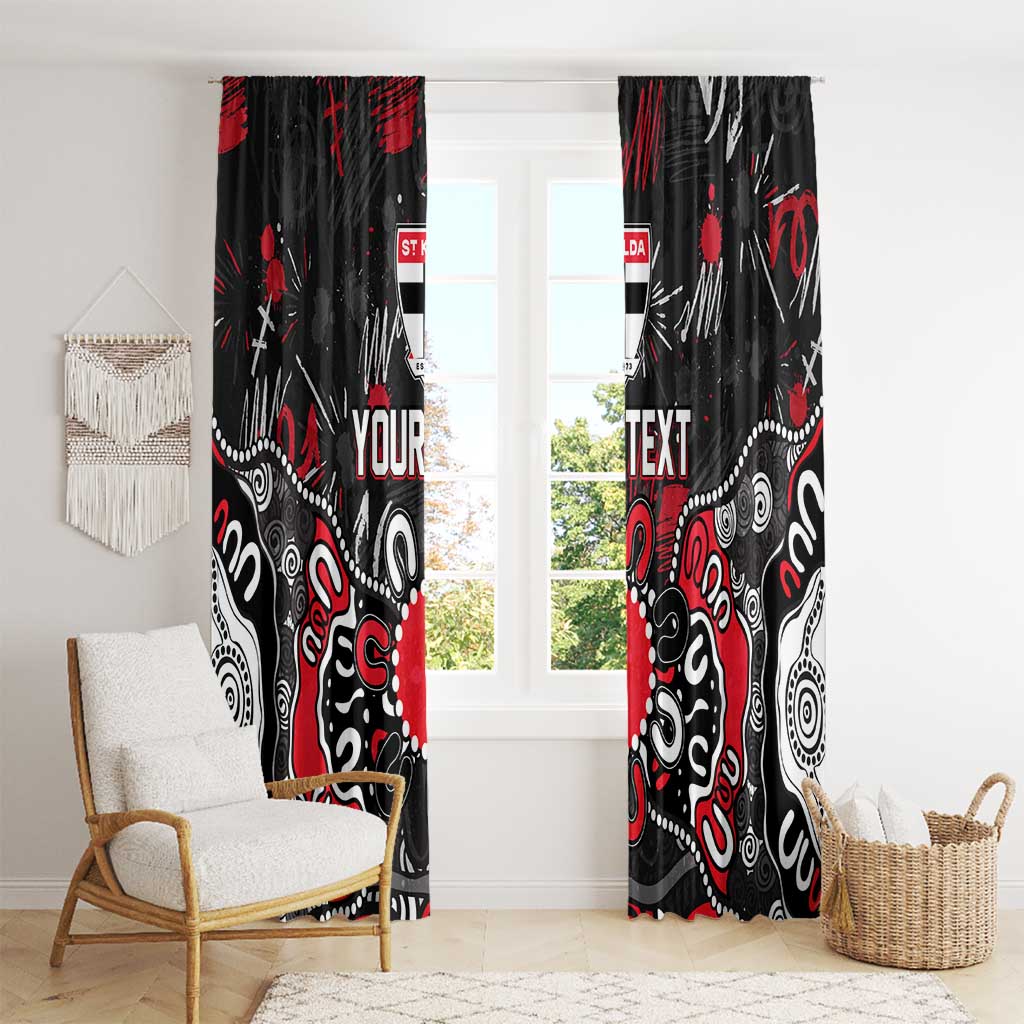 Personalized St Kilda Saints Window Curtain Aboriginal Dot Painting Graffiti Style