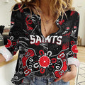 Personalized St Kilda Saints Women Casual Shirt Aboriginal Dot Painting Graffiti Style