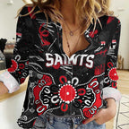 Personalized St Kilda Saints Women Casual Shirt Aboriginal Dot Painting Graffiti Style