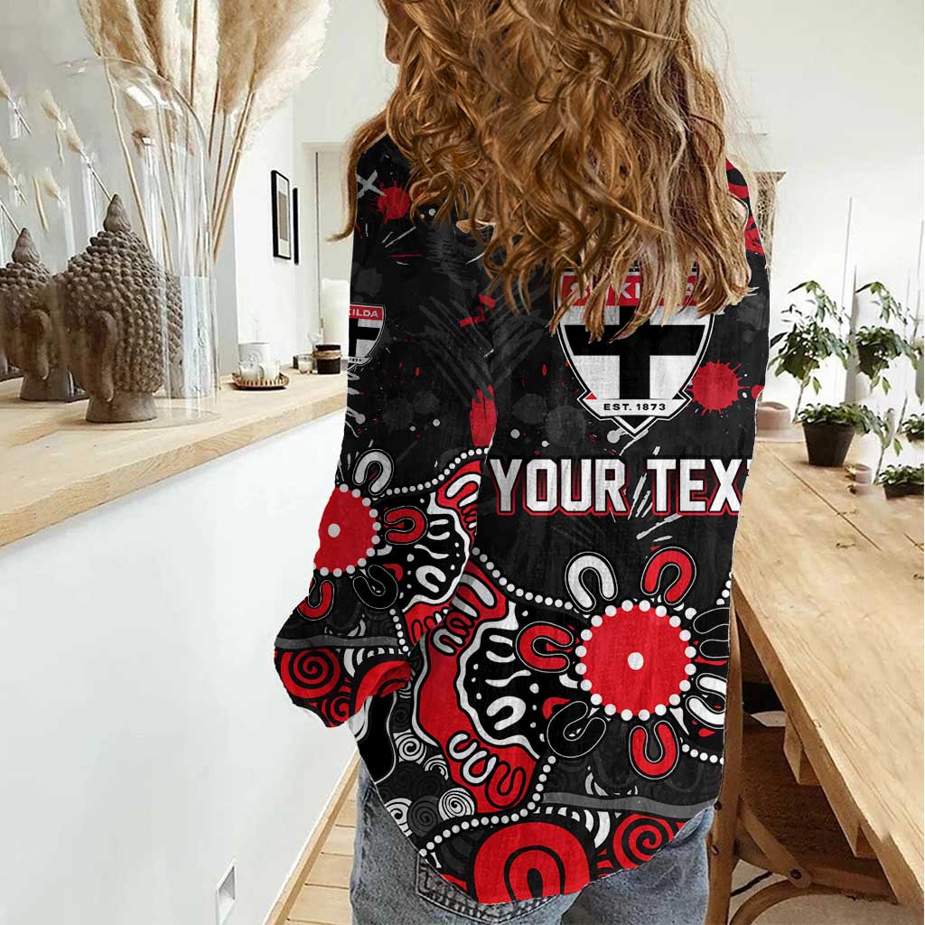 Personalized St Kilda Saints Women Casual Shirt Aboriginal Dot Painting Graffiti Style