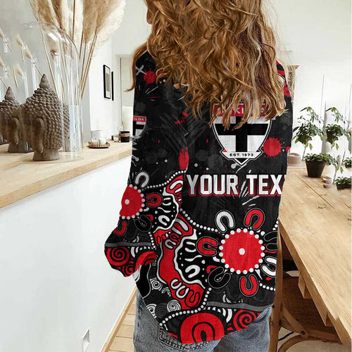 Personalized St Kilda Saints Women Casual Shirt Aboriginal Dot Painting Graffiti Style