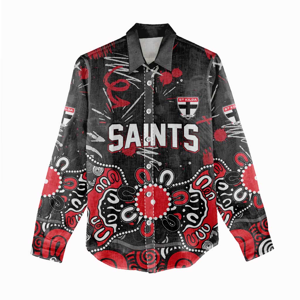 Personalized St Kilda Saints Women Casual Shirt Aboriginal Dot Painting Graffiti Style