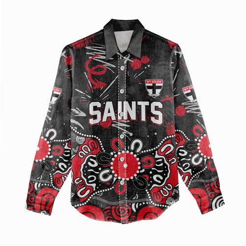 Personalized St Kilda Saints Women Casual Shirt Aboriginal Dot Painting Graffiti Style