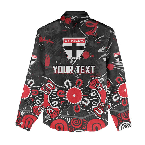 Personalized St Kilda Saints Women Casual Shirt Aboriginal Dot Painting Graffiti Style