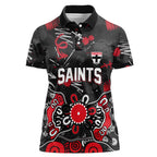 Personalized St Kilda Saints Women Polo Shirt Aboriginal Dot Painting Graffiti Style