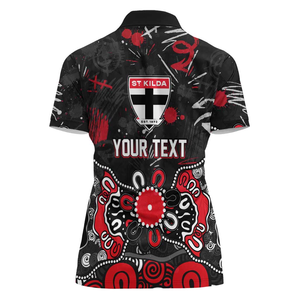 Personalized St Kilda Saints Women Polo Shirt Aboriginal Dot Painting Graffiti Style