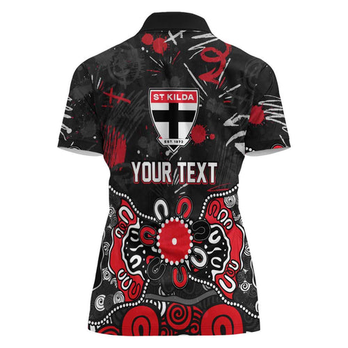 Personalized St Kilda Saints Women Polo Shirt Aboriginal Dot Painting Graffiti Style