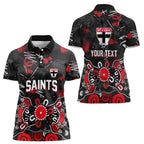 Personalized St Kilda Saints Women Polo Shirt Aboriginal Dot Painting Graffiti Style