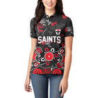 Personalized St Kilda Saints Women Polo Shirt Aboriginal Dot Painting Graffiti Style