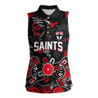 Personalized St Kilda Saints Women Sleeveless Polo Shirt Aboriginal Dot Painting Graffiti Style