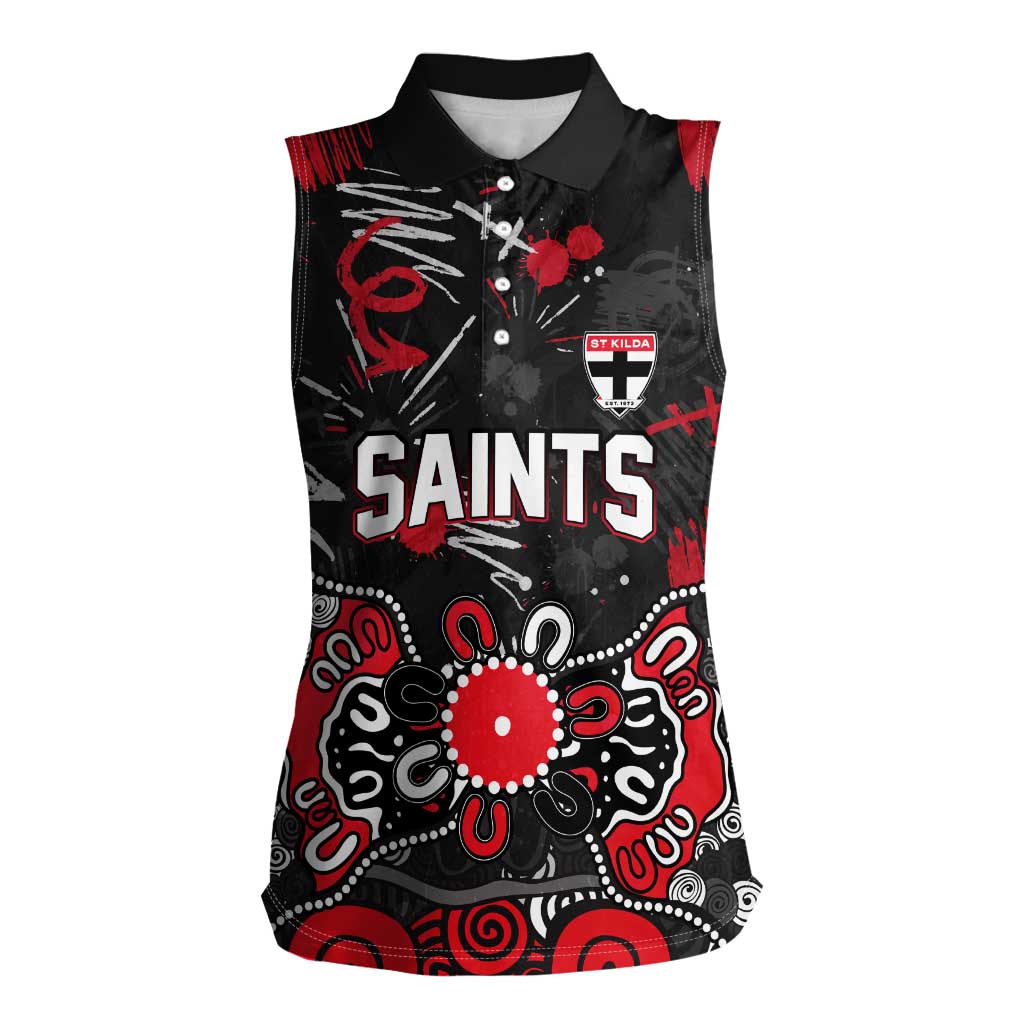 Personalized St Kilda Saints Women Sleeveless Polo Shirt Aboriginal Dot Painting Graffiti Style