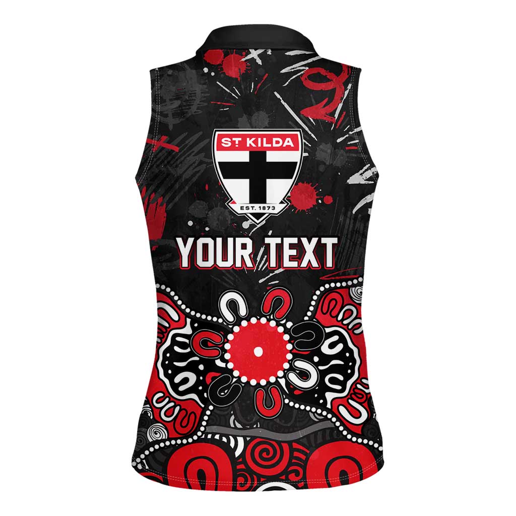 Personalized St Kilda Saints Women Sleeveless Polo Shirt Aboriginal Dot Painting Graffiti Style