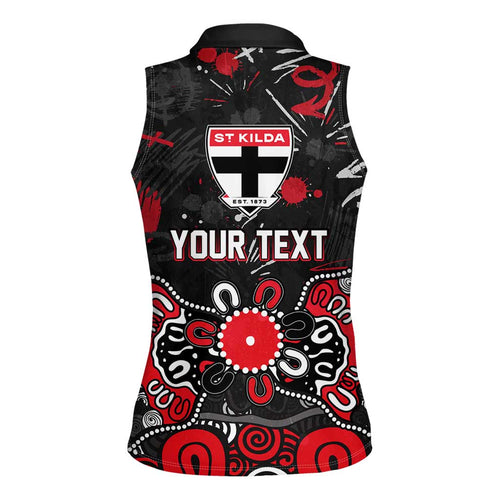 Personalized St Kilda Saints Women Sleeveless Polo Shirt Aboriginal Dot Painting Graffiti Style