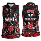 Personalized St Kilda Saints Women Sleeveless Polo Shirt Aboriginal Dot Painting Graffiti Style