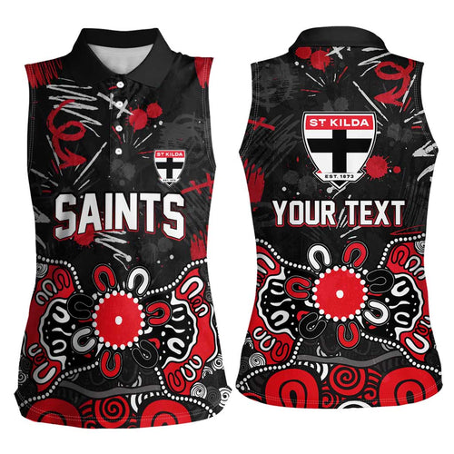 Personalized St Kilda Saints Women Sleeveless Polo Shirt Aboriginal Dot Painting Graffiti Style