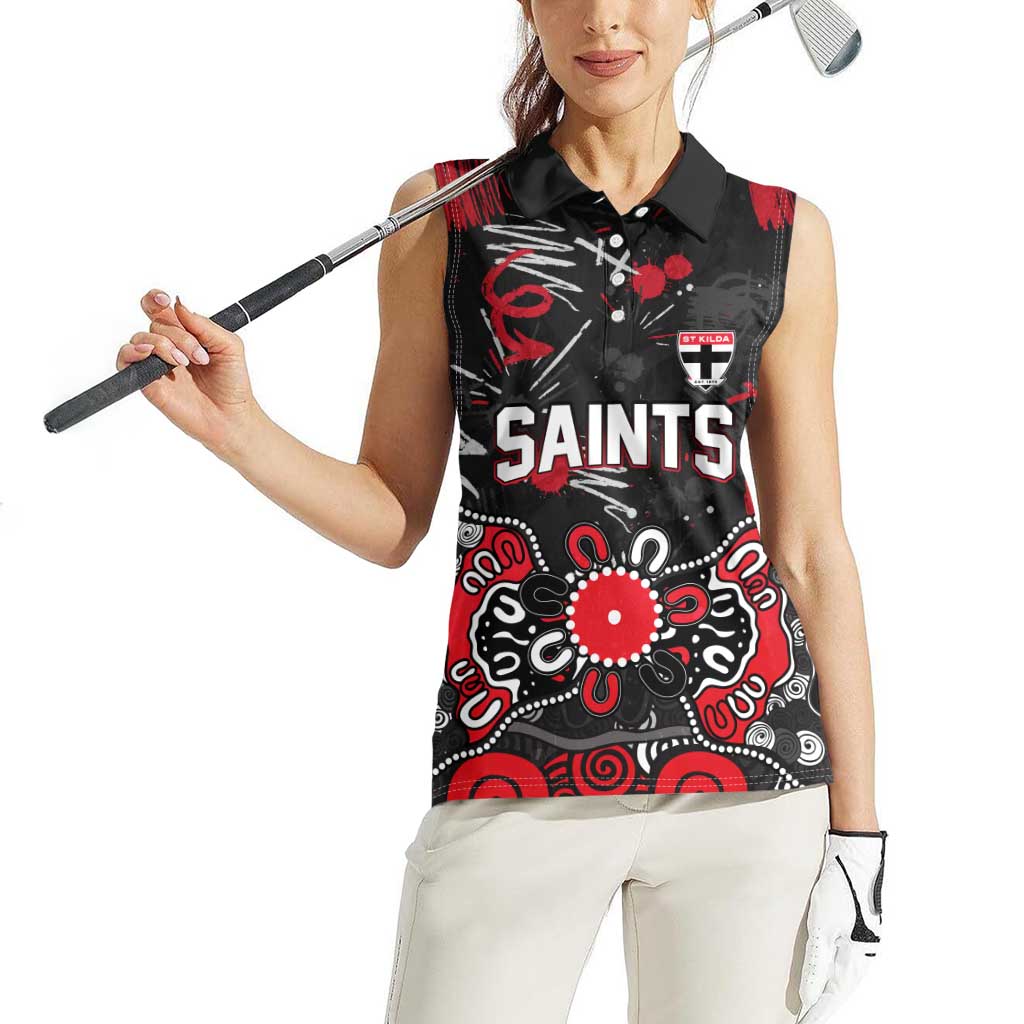 Personalized St Kilda Saints Women Sleeveless Polo Shirt Aboriginal Dot Painting Graffiti Style