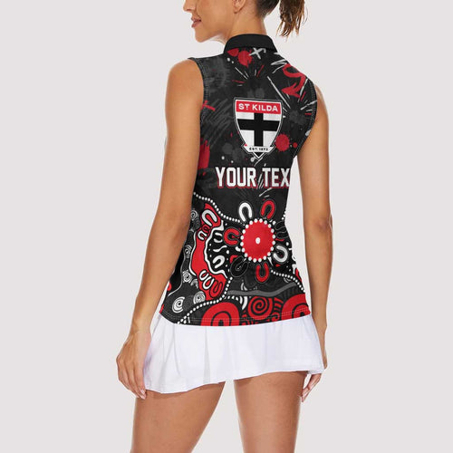 Personalized St Kilda Saints Women Sleeveless Polo Shirt Aboriginal Dot Painting Graffiti Style