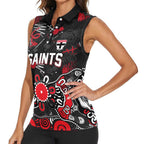 Personalized St Kilda Saints Women Sleeveless Polo Shirt Aboriginal Dot Painting Graffiti Style