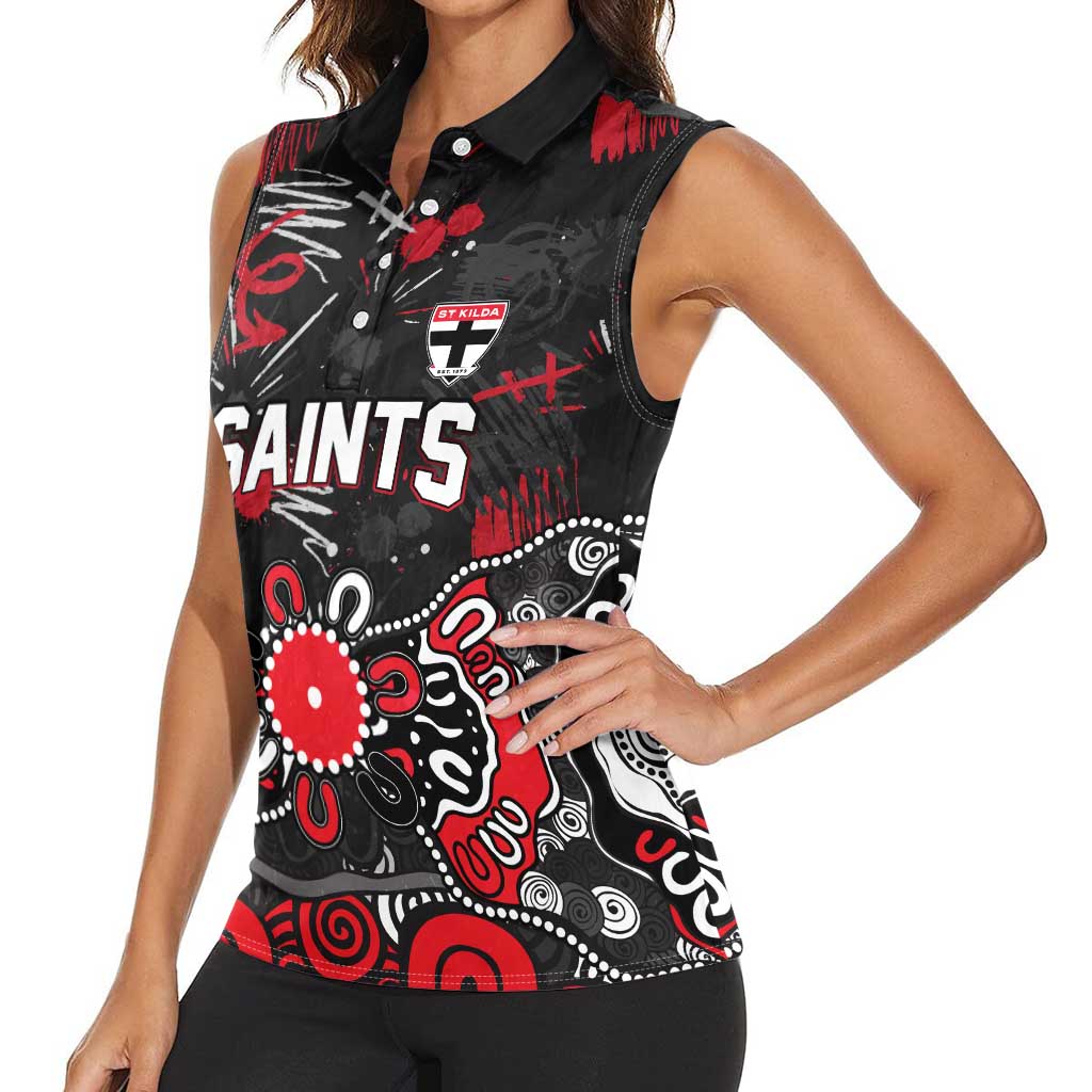 Personalized St Kilda Saints Women Sleeveless Polo Shirt Aboriginal Dot Painting Graffiti Style