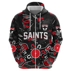 Personalized St Kilda Saints Zip Hoodie Aboriginal Dot Painting Graffiti Style