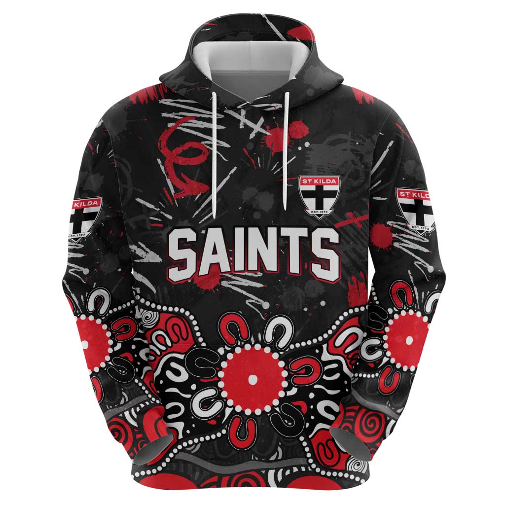 Personalized St Kilda Saints Zip Hoodie Aboriginal Dot Painting Graffiti Style