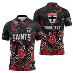 Personalized St Kilda Saints Zipper Polo Shirt Aboriginal Dot Painting Graffiti Style