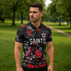 Personalized St Kilda Saints Zipper Polo Shirt Aboriginal Dot Painting Graffiti Style