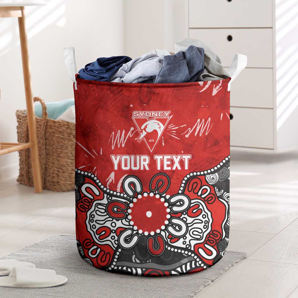 Personalized Sydney Swans Laundry Basket Aboriginal Dot Painting Graffiti Style
