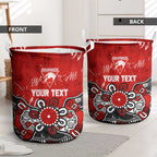 Personalized Sydney Swans Laundry Basket Aboriginal Dot Painting Graffiti Style