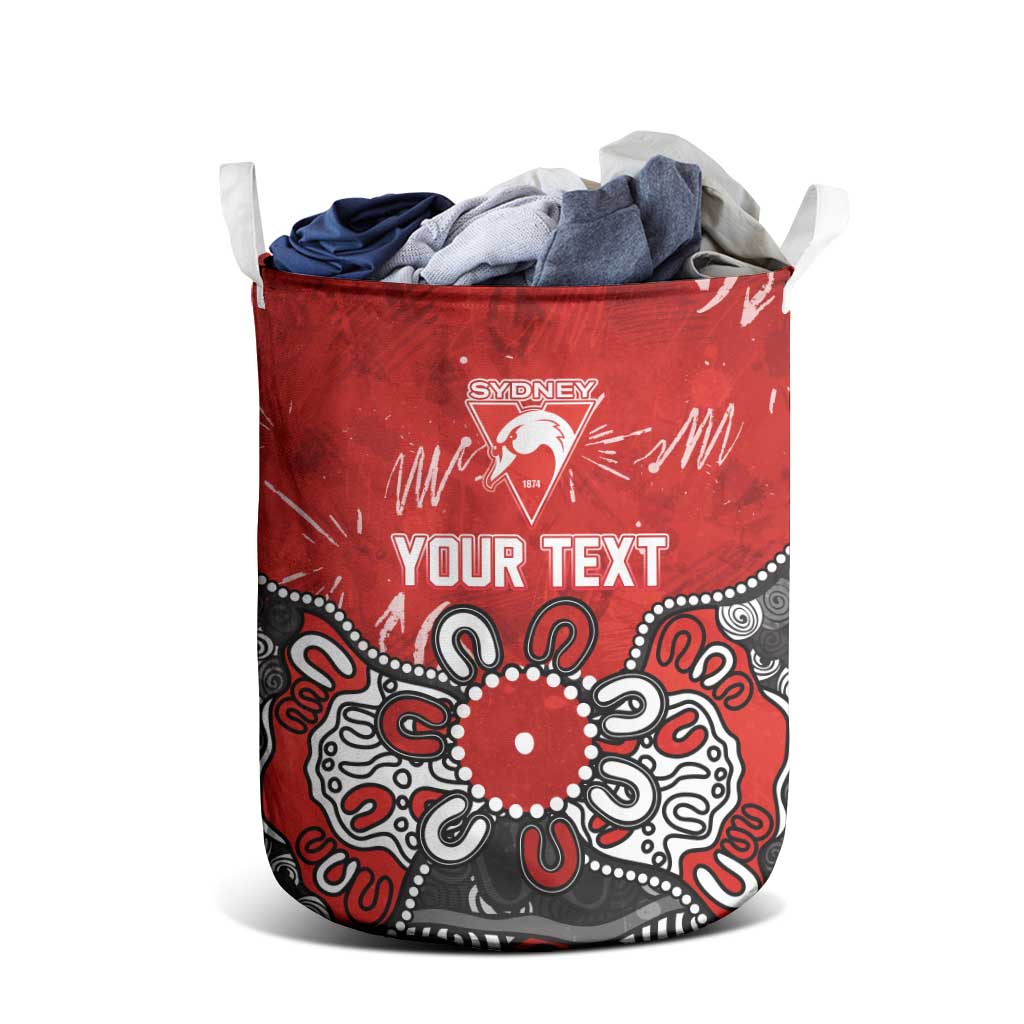 Personalized Sydney Swans Laundry Basket Aboriginal Dot Painting Graffiti Style