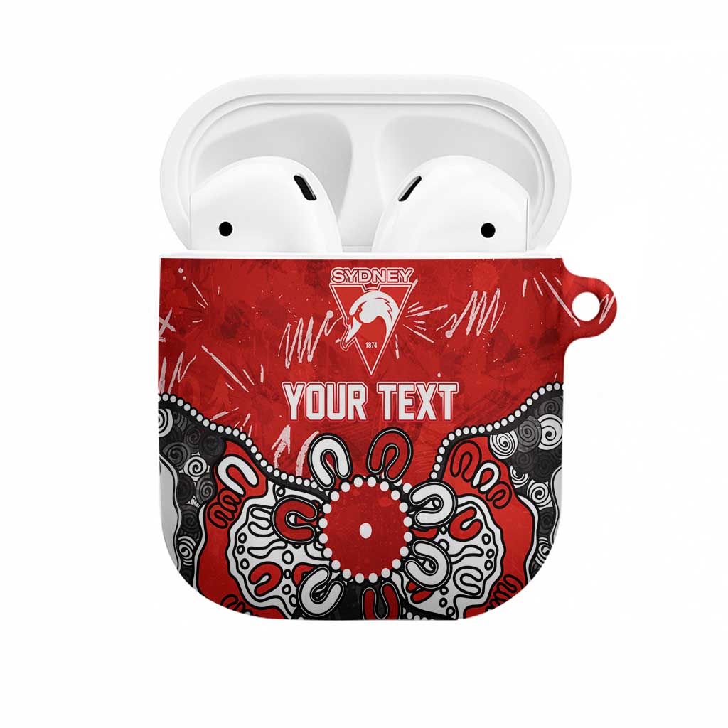 Personalized Sydney Swans AirPods Case Aboriginal Dot Painting Graffiti Style