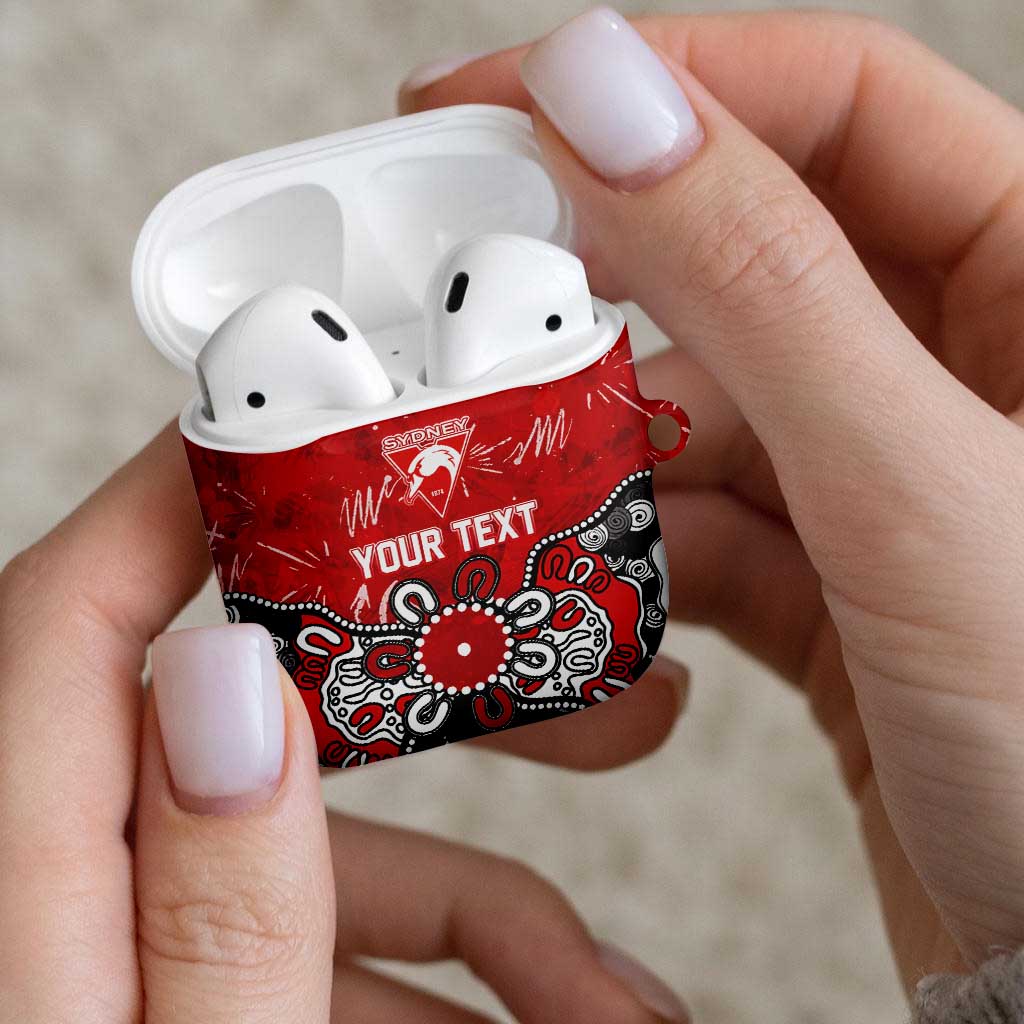 Personalized Sydney Swans AirPods Case Aboriginal Dot Painting Graffiti Style