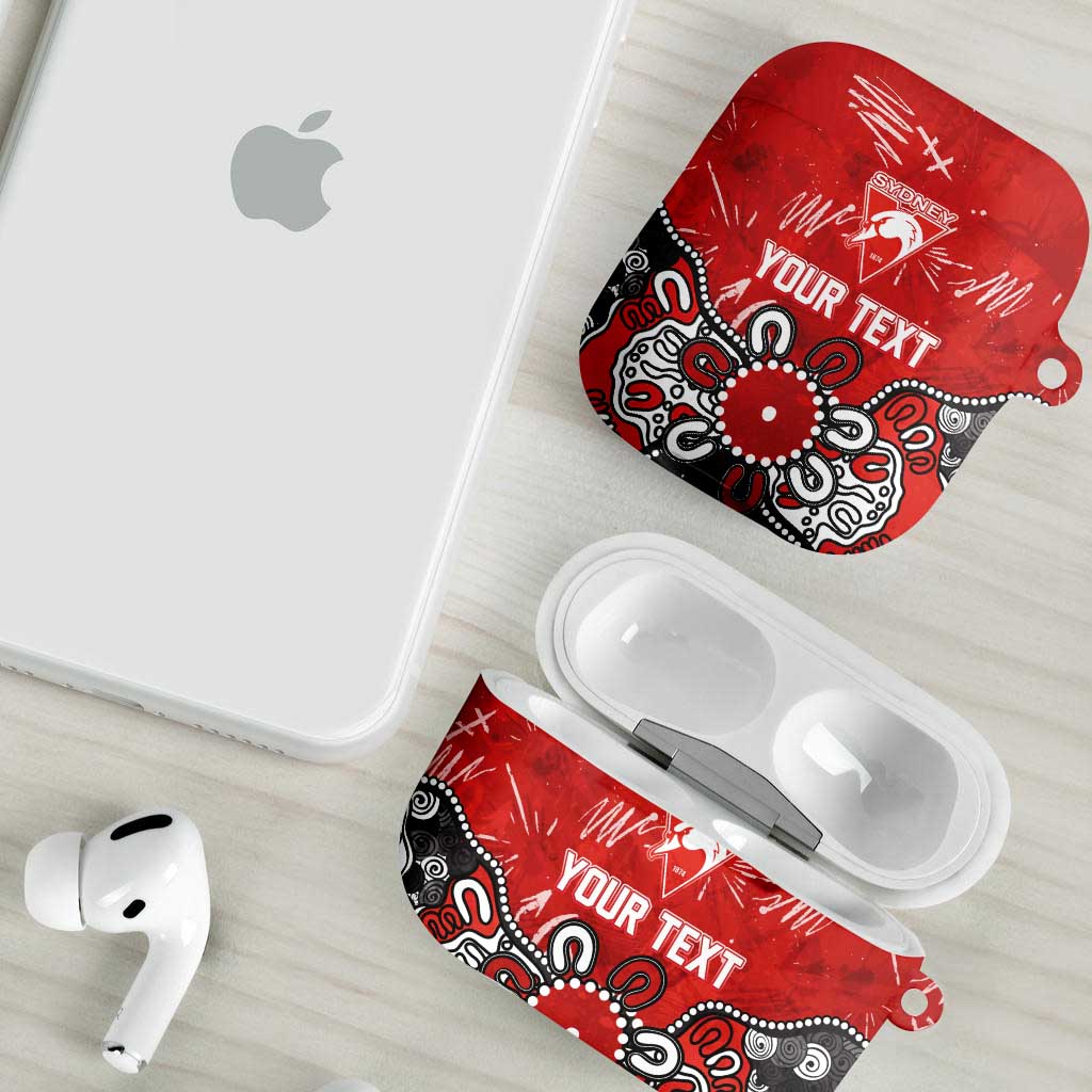 Personalized Sydney Swans AirPods Case Aboriginal Dot Painting Graffiti Style