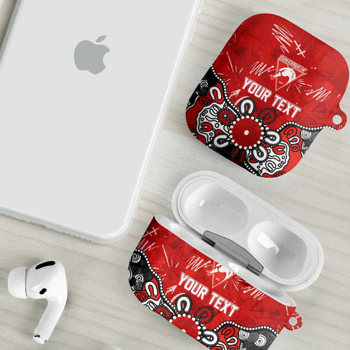 Personalized Sydney Swans AirPods Case Aboriginal Dot Painting Graffiti Style