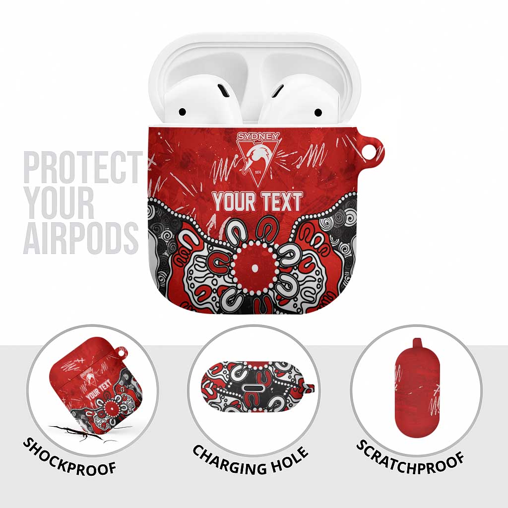 Personalized Sydney Swans AirPods Case Aboriginal Dot Painting Graffiti Style