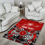 Personalized Sydney Swans Area Rug Aboriginal Dot Painting Graffiti Style