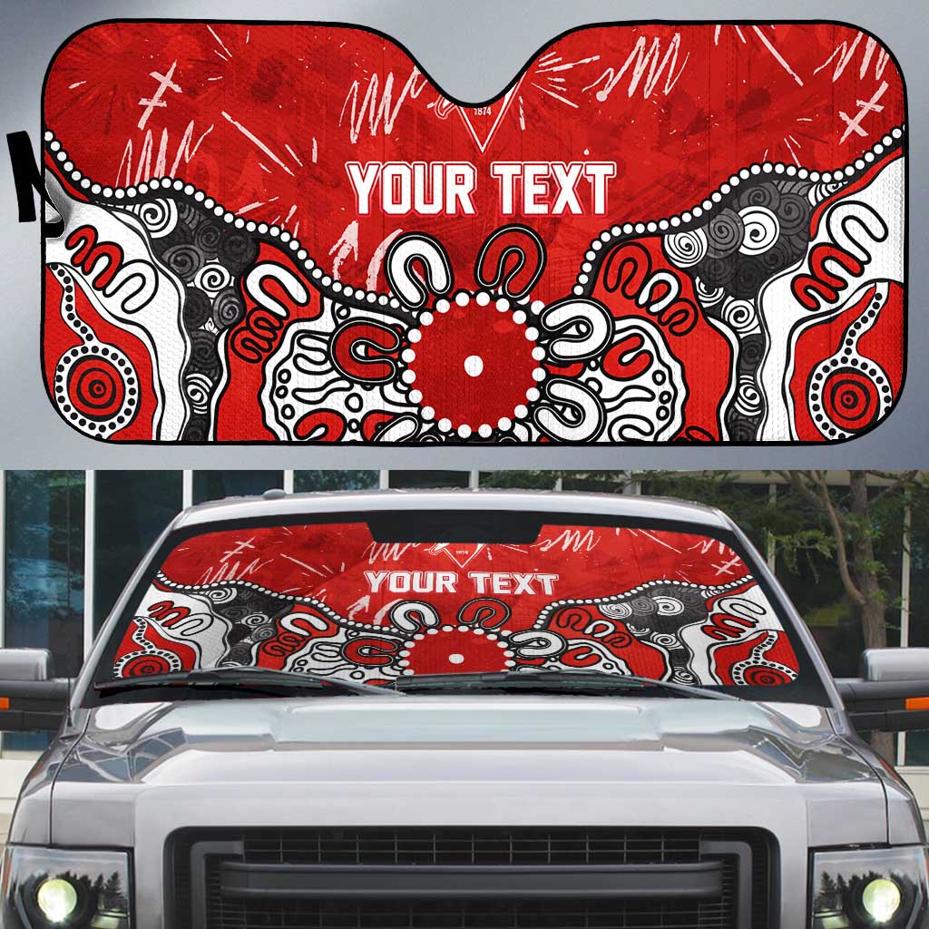 Personalized Sydney Swans Auto Sun Shade Aboriginal Dot Painting Graffiti Style