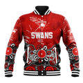 Personalized Sydney Swans Baseball Jacket Aboriginal Dot Painting Graffiti Style