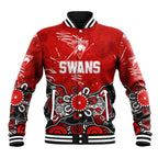 Personalized Sydney Swans Baseball Jacket Aboriginal Dot Painting Graffiti Style